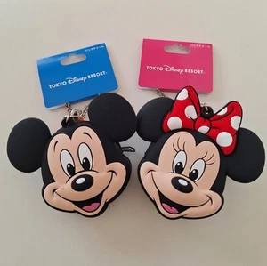 Juego de 2 Tokyo Disney Resort Mickey Mouse Face Bag Dije Llavero Estuche para Monedas JP - Imagen 1 de 1