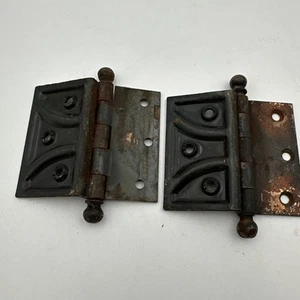 2 bisagras de puerta metal offset National Mfg. Co. antiguo recuperado vintage histórico - Imagen 1 de 6