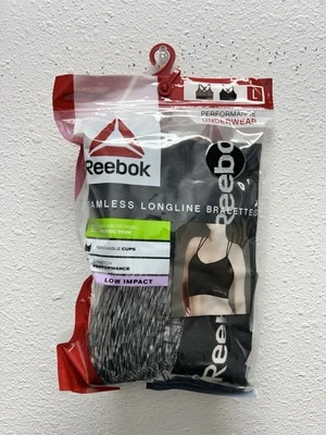 2-Pack REEBOK Women’s L Seamless Longline Bralettes Sports Bras Low Impact - Image 1 of 4