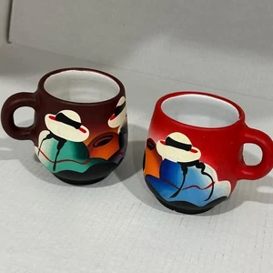 Coppia di tazze in ceramica arte popolare sudamericana - fatte a mano e dipinte a mano - Foto 1 di 17