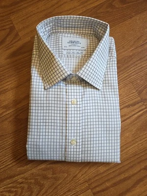 Charles Tyrwhitt Slim Fit Dress Shirt Men 18-37 Plaid Blue Button Up Long Sleeve - Image 1 of 4