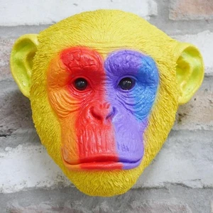Rainbow Monkey Head Wall Ornament Bust Mount Chimp Ape Pride Quirky Home Decor - Picture 1 of 3
