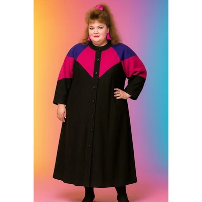 Casaco vintage Komitor feminino colorblock mistura de lã botão frontal inverno anos 90 - Imagem 1 de 4