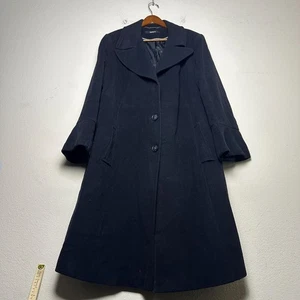 DKNY Peacoat langer Mantel Damen XL Oberbekleidung Kaschmir Wollmischung Winter Herbst schwarz - Bild 1 von 17