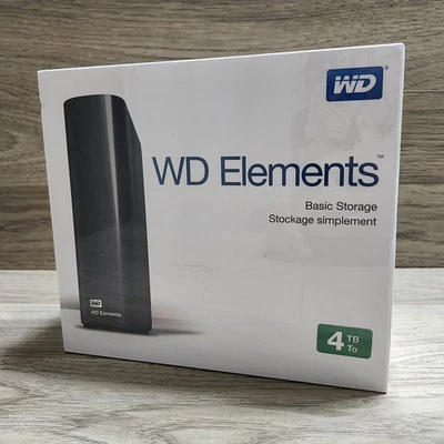 Western Digital (WD) Elements 4TB USB 3.0 External Hard Drive Black NEW Sealed - Image 1 of 4