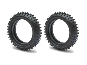 Ballistic Buggy Tyres For: 1/10th Scale (1 Pair) Minispike 2WD Front White BBT24 - Picture 1 of 2