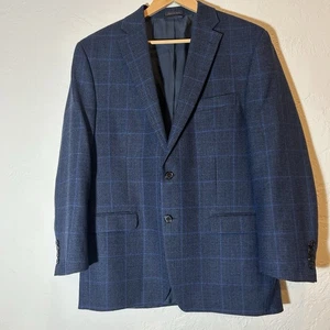 Lauren Ralph Lauren Men’s 42R Wool Blazer Navy Blue Check Plaid Macy’s Classic - Picture 1 of 17
