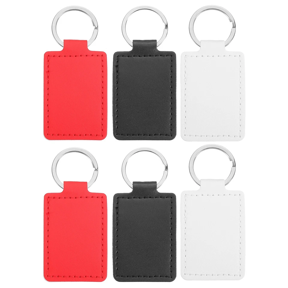 Engraving Keychain Blanks, 6Pcs Rectangle Leather Keychain Blanks, 3 Color - Image 1 of 4