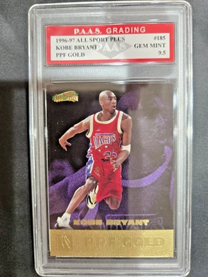 1996/97 KOBE BRYANT SCORE BOARD PPF GOLD ROOKIE CARD#185 PAAS 9.5 L.A. LAKERS - Image 1 of 2