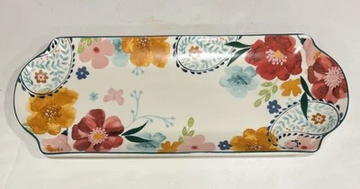 NEW Dolly Parton Stoneware Serving Tray Platter Butterfly Floral Paisley 15”x6” Foto 1 de 4
