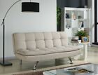 Fabric Sofa Bed 3 Seater Padded Pillow Topped Chrome Legs Sofabed Recliner
