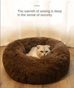 Luxury Faux Fur Pet Bed - Soft Donut Dog & Cat Nest with Removable Washable /S - Picture 1 of 5
