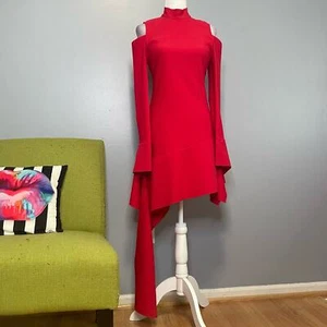 Mini Vestido Alexis Alia Rojo Hombro Frío Asimétrico NUEVO - Imagen 1 de 7