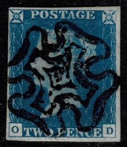 1840 2d Blue Plate 1 OD 4m Full Black MX Expertised Proschold VFU Cat. £975.00 - Picture 1 of 1