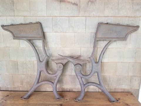 Vintage School House Desk & Bench Seat Frame Eclipse Garden Bench Plant Stand Cover