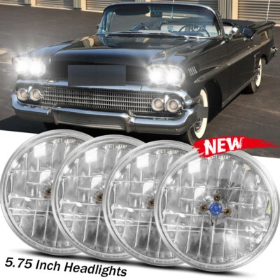 Faros halógenos redondos de haz alto/bajo de 5,75" 5-3/4" para Chevy Impala 1958-1976 4 piezas Foto 1 de 4
