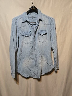 House of Blues рубашка на пуговицах женщин XL длинным рукавом жемчуг Snap назад большой логотип  - Изображение 1 из 4