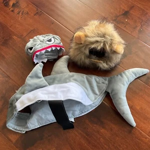 Shark Costume Suit Dog Fish SMALL 14"-16" Girth + Pet Lion Mane Hat - Cute!!! - Picture 1 of 19