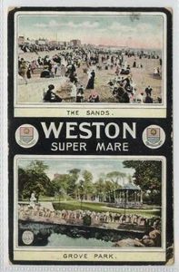 (w11z17) Dual View, Sands & Grove Park, WESTON SUPER MARE 1912 - Picture 1 of 1