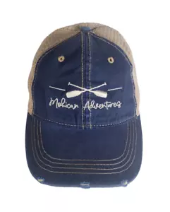 Mohican Adventures Hat Blue Ohio Campground Distressed Adjustable Snapback Mesh - Picture 1 of 3