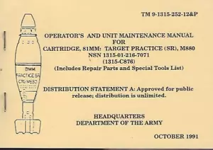 Historical book Cartridge, 81MM: Target Practice (SR), M880, Operator/Maint - Picture 1 of 1