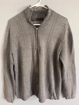 Perry Ellis - CHAQUETA PUNTO CREMALLERA COMPLETA - Talla Mediana Gris Foto 1 de 4