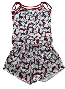 Hello Kitty Women Cami & Shorts 2 PC Pajama Set Red/White Size Large New - Picture 1 of 5