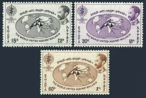 Etiopía 383-385, MNH. Michel 422-424. OMS conduce contra la malaria, 1962. Mapa. - Imagen 1 de 1
