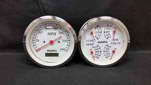 White Gauge 5 " quad set with programmable speedo STREET ROD HOT ROD, UNIVERSAL - Picture 1 of 3