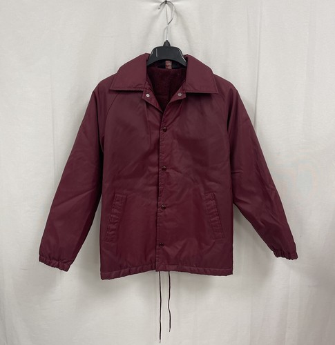 Giacca Coro Vintage Foderata Giacca Coach in Borgogna Donna Taglia Large