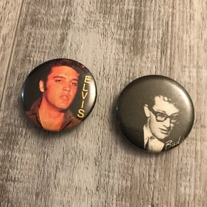 Vintage Elvis Presley Buddy Holly Music Rock Small Pins Buttons - Picture 1 of 3