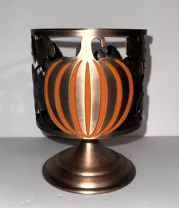 Bath & Body Works Fall Pumpkin Vine 3-Wick Candle Holder Stand Brushed Copper - Picture 1 of 7