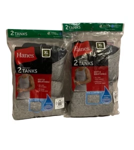 Hanes Canottiere Uomo Due Confezioni Da 2 Canottiere Nero E Grigio Taglia XL (46-48) - Foto 1 di 2