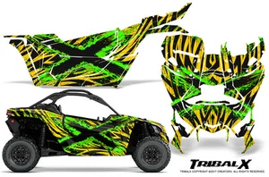 CAN-AM BRP MAVERICK X3 CREATORX GRAPHICS KIT DECALS TRIBALX CM GREEN YELLOW - Picture 1 of 1