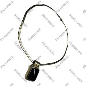 925 Sterling Silber Quadrat Onyx Anhänger Kette Halskette - Bild 1 von 6