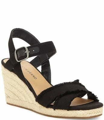 NUEVO Mujer Lucky Brand Mujer Alpargata de Lona Margalina Cuñas Negro 11M Foto 1 de 4