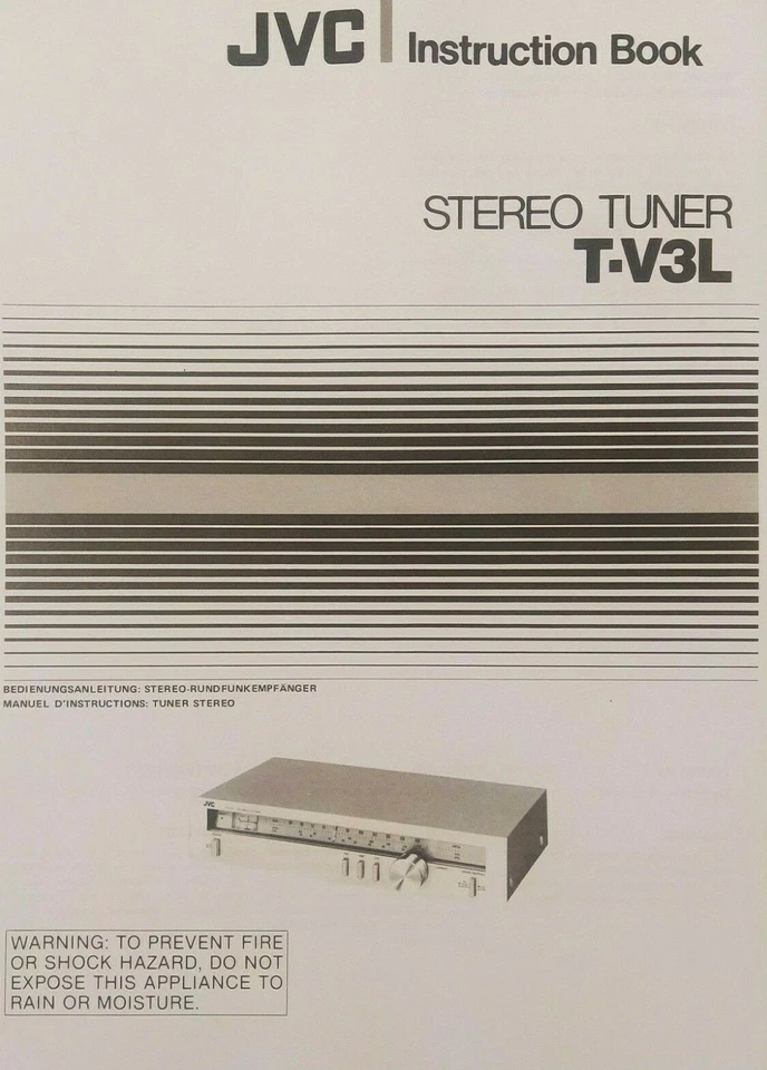 JVC T-V3L - AM / FM Radio Tuner - Operating Instruction - USER MANUAL  - Image 1 of 1