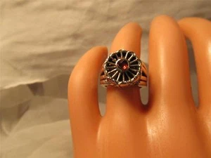 Anillo de plata esterlina giratorio granate rojo con cable Barry Kieselstein talla 5 - Imagen 1 de 10