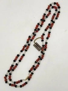 Vintage Retro Creative World Made in Italy rustikal rot & schwarz Perlen Halskette - Bild 1 von 5