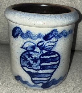 ROWE POTTERY WORKS-Manzana de Wisconsin/Bandera Americana Esmaltada con Sal 20 OZ Vaso/Florero - Imagen 1 de 8