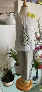 FRENCH DESIGNED EUROPEAN 4 YEAR GIRL GREY/YELLOW KNIT SET PINEAPPLE  THEME NWT - Picture 1 of 12