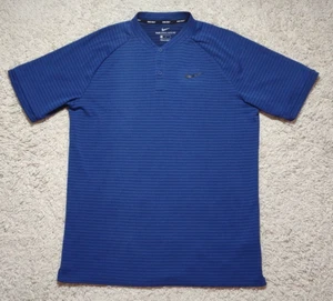 Nike Golf Tiger Woods Henley Blade Polo Shirt Men's Medium Blue Striped Cooling - Picture 1 of 10