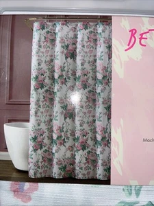 BETSEY JOHNSON FLORAL SHOWER CURTAIN SET 72x72 W/12 BALL HOOKS NWT FREE SHIPPING - Picture 1 of 4