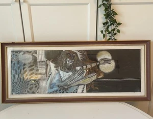 Vintage 70s Large Surrealist Demon Painting Lilith Signed Jewish Abstract 80 cm - Picture 1 of 8