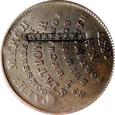 Boston Massachusetts Hard Times Token Counterstamp T IRLANDA Gunsmith HT-194 Foto 1 de 2