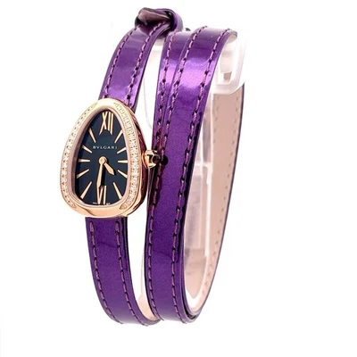 Nuevo reloj Bulgari Bvlgari Serpenti 102969 correa púrpura, esfera negra para dama Foto 1 de 4
