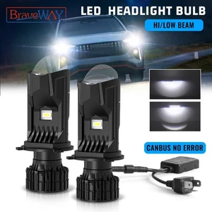 2x H4 9003 LED Projector Lens Headlight Bulbs Kit 200W 6000K White High-Low Beam - Picture 1 of 15