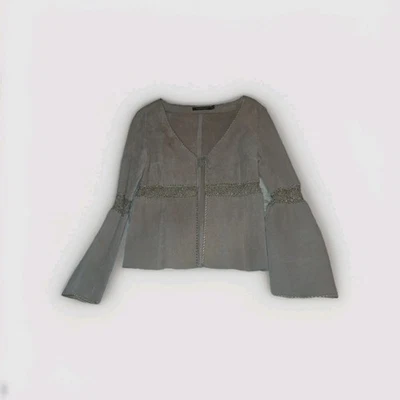 Chaqueta De Colección Rampage Bronceada Gamuza y Encaje Mangas Campana Vaquero Occidental Boho Talla XL Foto 1 de 4