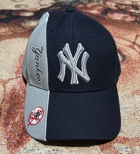 Twins Enterprise New York Yankees Split Adjustable Hat Navy Grey Vintage - Picture 1 of 4