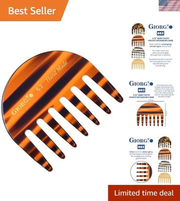 Peine de dientes anchos profesional para cabello liso y sin enredos - Elegancia artesanal Foto 1 de 4